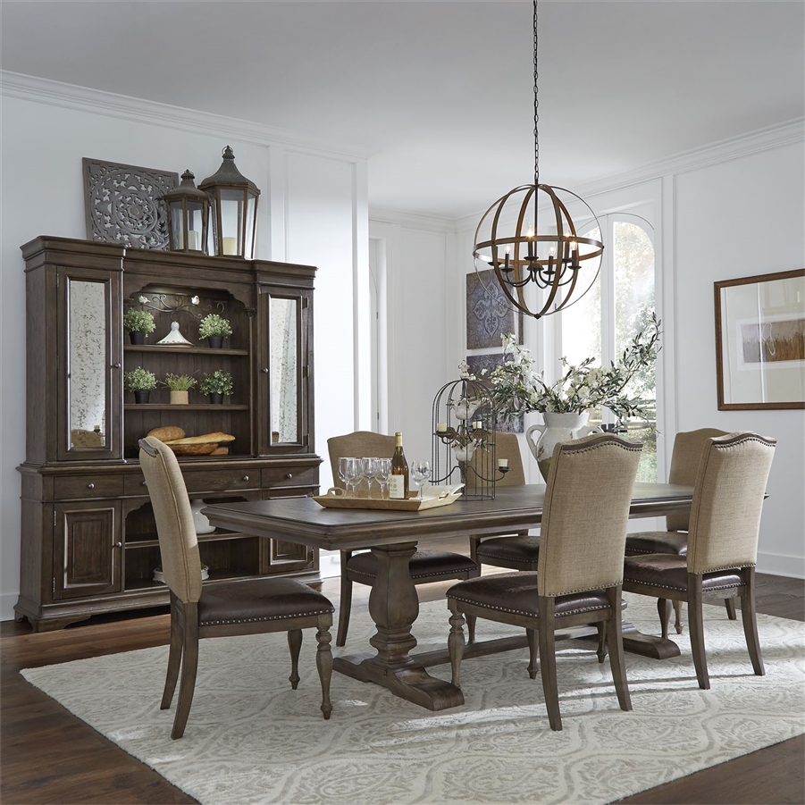 7 piece dining set with upholstered chairs