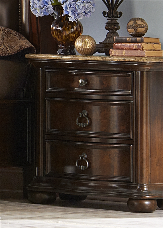 Le Grande Marble Top Nightstand In Rich Nutmeg Finish By Liberty Furniture 766 Br61