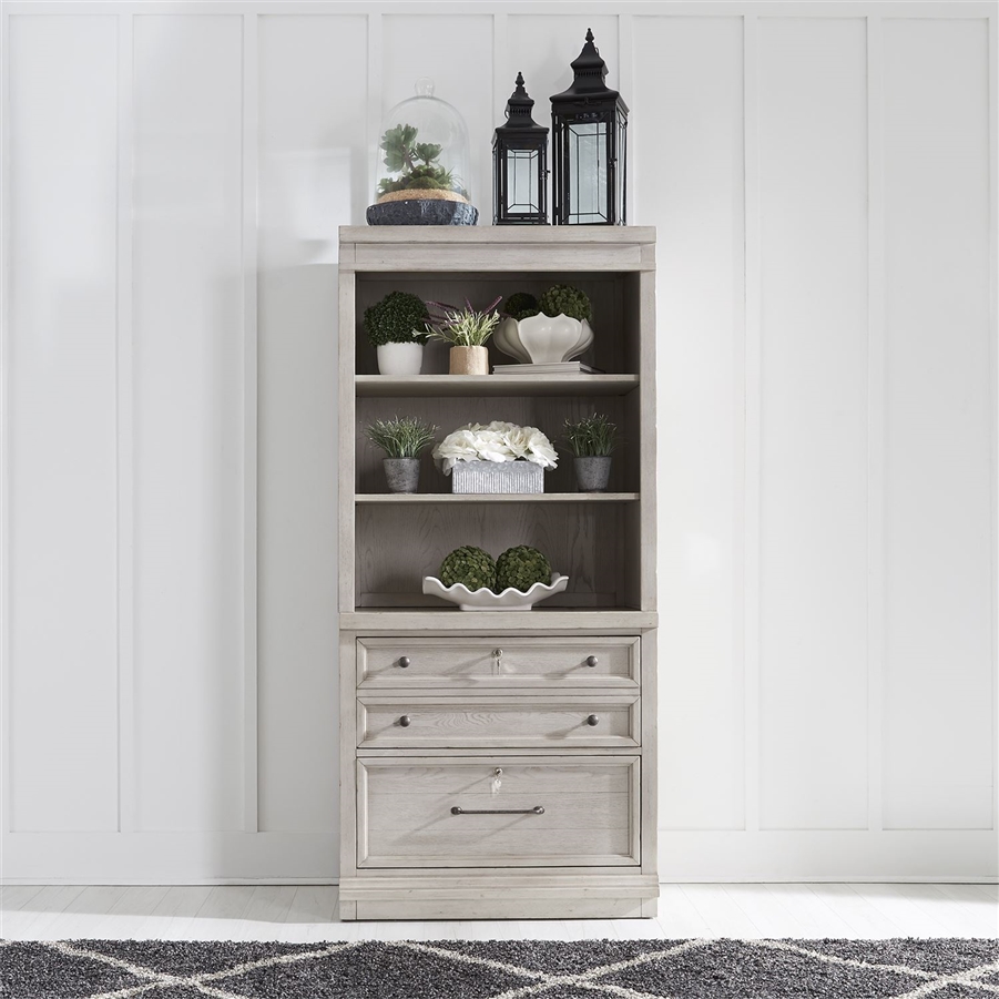 white lateral file cabinet with hutch