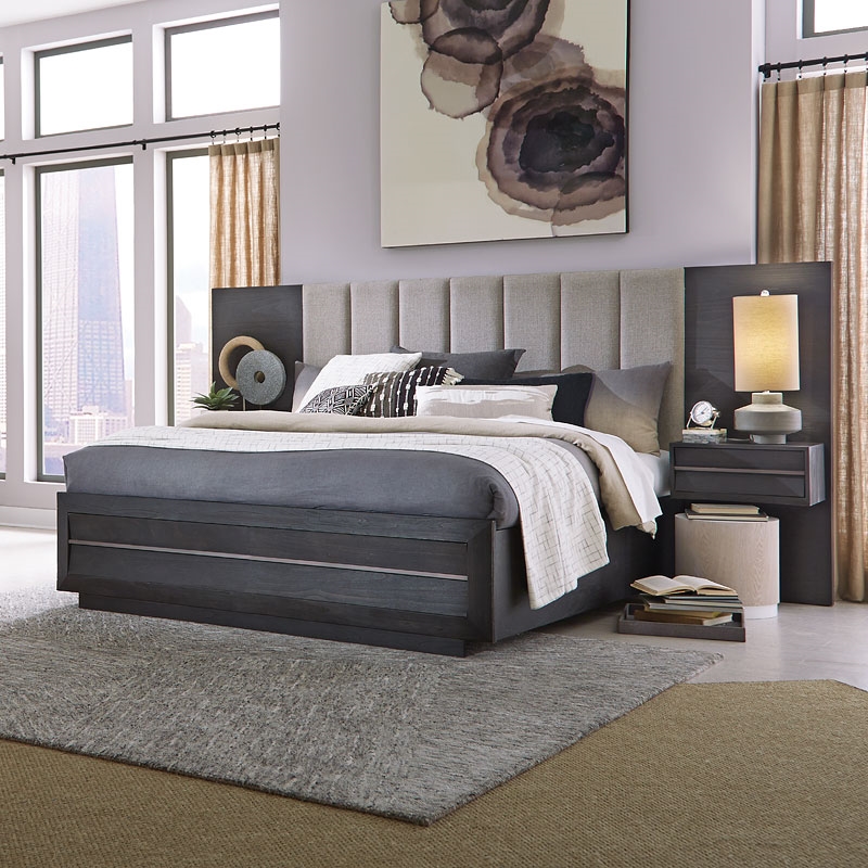 Wentworth Village Wall Upholstered Bed with Wood/Metal Footboard by ...