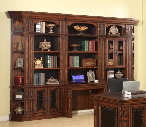 Leonardo Outside Corner Bookcase in Antique Vintage Dark Chestnut ...