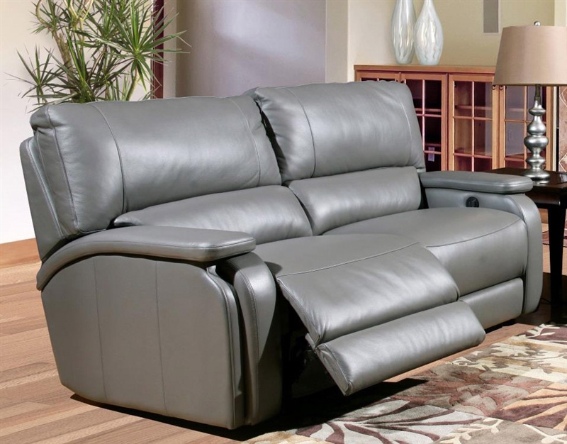 abbyson stanford grey leather power reclining sofa