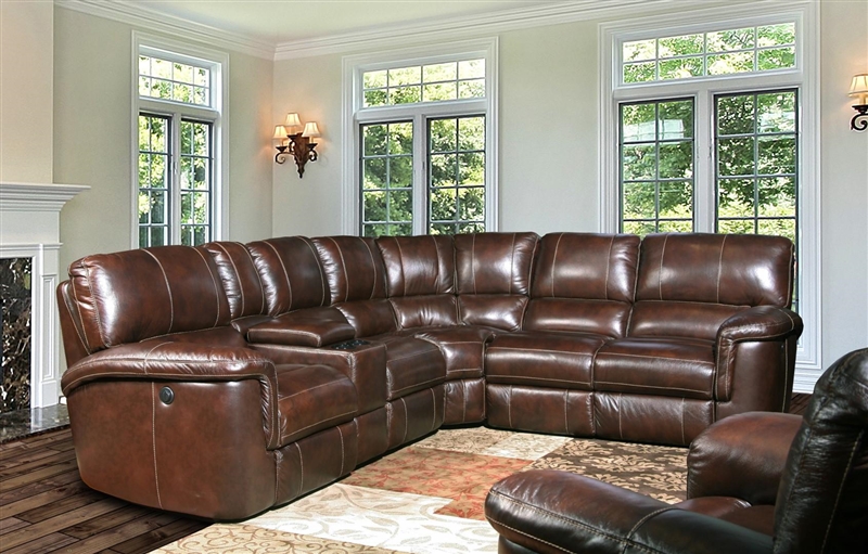 Hitchcock Modular Power Reclining Sectional In Cigar Leather By Parker House Mhit Modular 0584