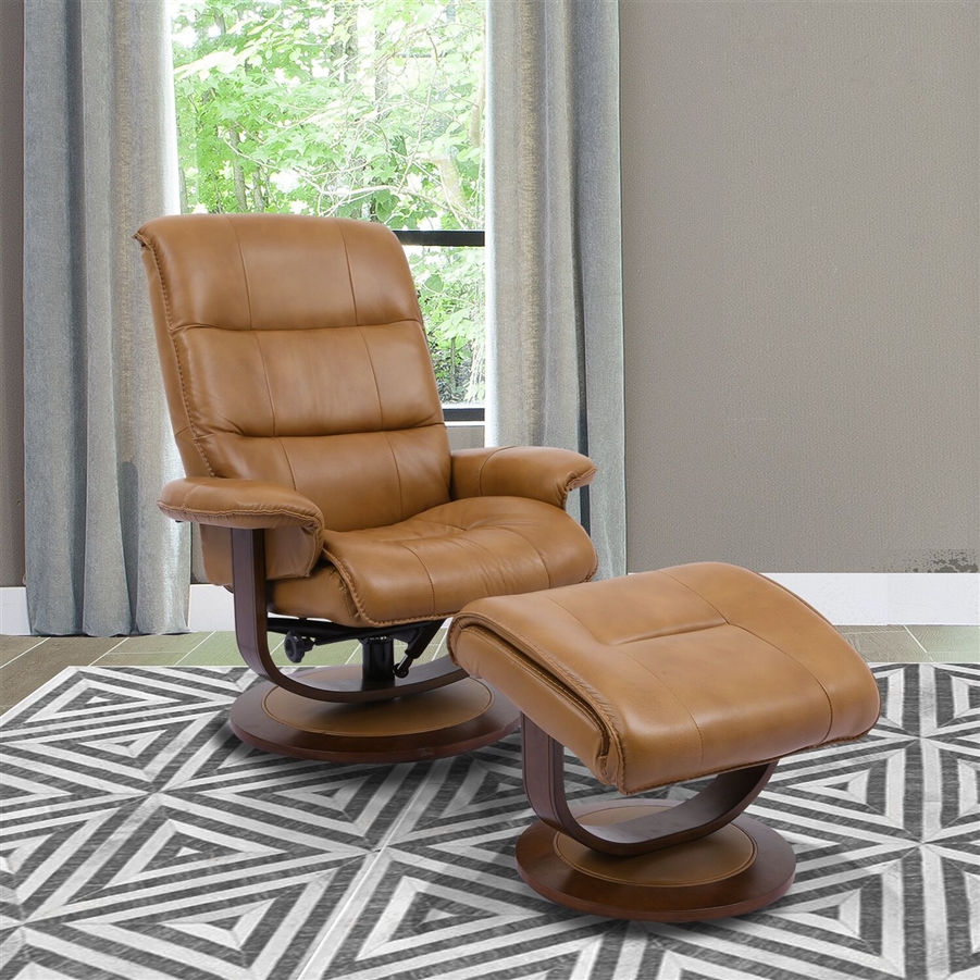 Knight Swivel Recliner With Ottoman In Butterscotch Leather By Parker House Mkni 212s But 9553