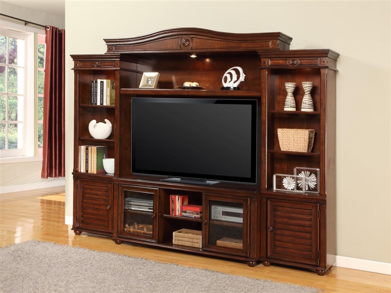 Morro Bay 60 Inch TV Console 4 Piece Entertainment Wall in Hazelnut ...