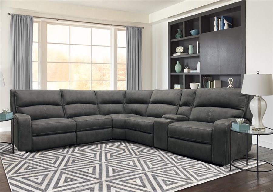 Polaris 6 Piece Power Reclining Sectional with Power Headrests and USB ...