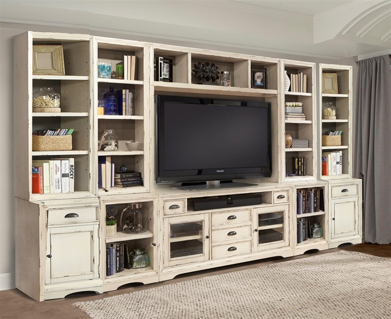 Nantucket 10 Piece 63-Inch TV Console Modular Bookcase Home ...