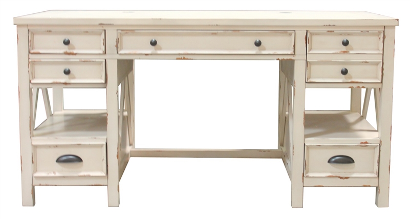 Nantucket 60 Inch Writing Desk In Vintage Burnished Artisan White