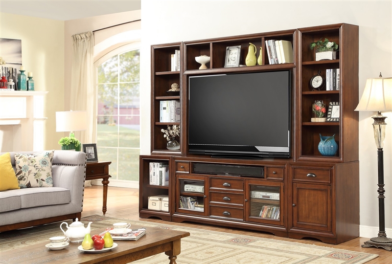 Napa 6 Piece 63-Inch TV Console Modular Bookcase Home Entertainment ...