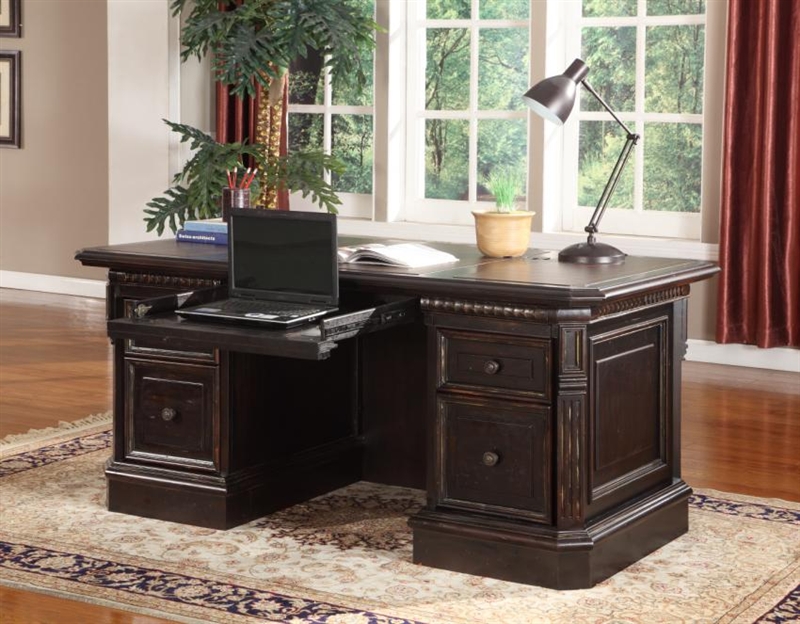 Venezia Double Pedestal Executive Desk In Vintage Burnished