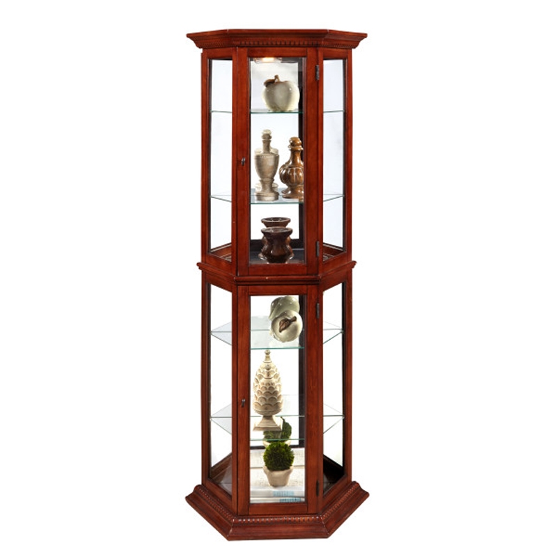 Pfc Curio Display Cabinet In Antique Brass Finish By Pulaski Pul