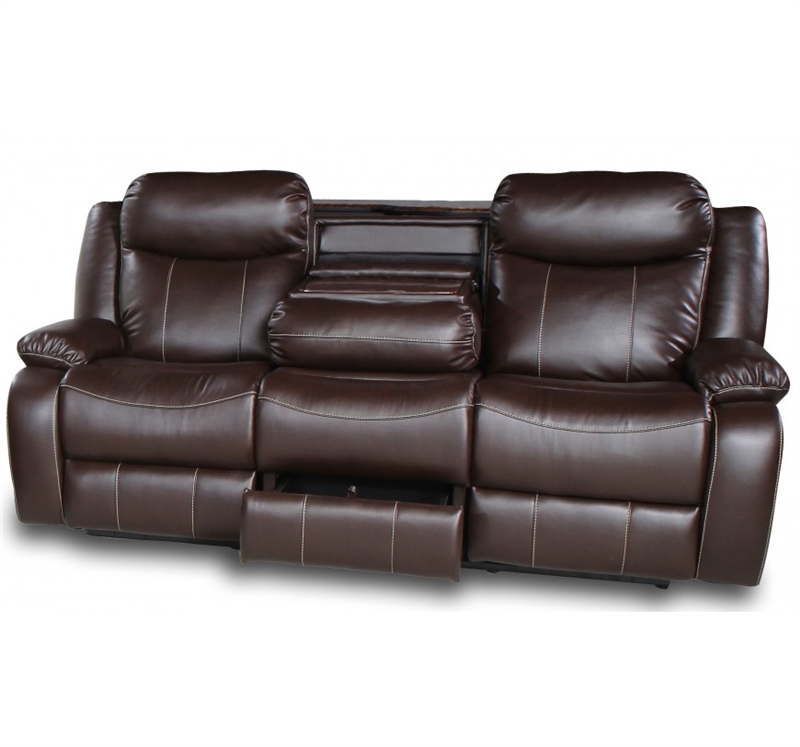 Genesis Jamestown Brown Fabric 2-Seat Power Reclining Loveseat with ...