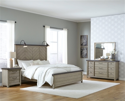 Farmhouse 6 Piece Bedroom Set in Warm Gray Finish by Samuel Lawrence ...